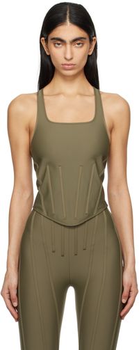 Mugler Khaki Corseted Tank Top