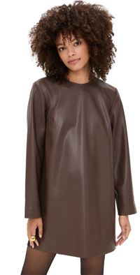 LE BOP Ophelia Faux Leather Dress Coffee S