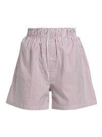 Women's Striped Cotton Shorts - Red White - Size XXS