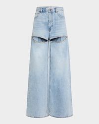 Crystal Slit Wide-Leg Jeans