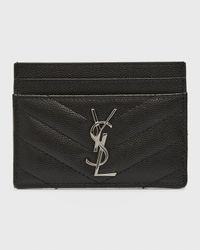 YSL Monogram Card Case in Grained Leather