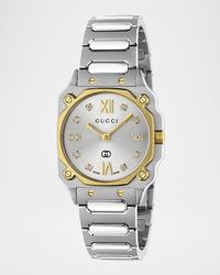 Two-Tone Stainless Steel G-Flat 24mm Bracelet Watch with Diamonds