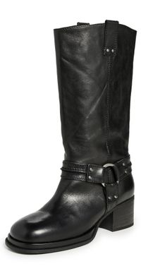 Free People Anok Harness Boot Black Distressed Leather 6