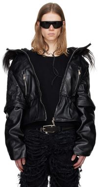 Swampgod Blouson écourté Dragoncello noir en cuir