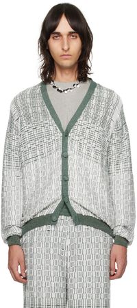 Isa Boulder SSENSE Exclusive White & Green Mat Cardigan