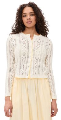 Velvet Daisy Knit Cardigan Ivory S