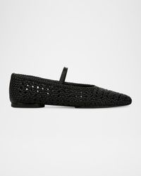 Vivian Crochet Leather Mary Jane Ballerina Flats