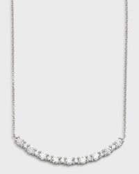 18K White Gold Round Diamond Smiley Bar Necklace, 0.79tcw, 18"L