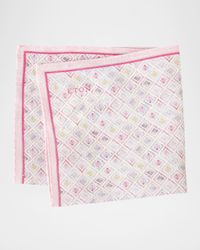 Men's Diamond-Print Linen Pocket Square