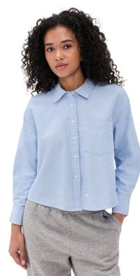 THE GREAT. The Cropped Oxford Shirt Classic Blue 2
