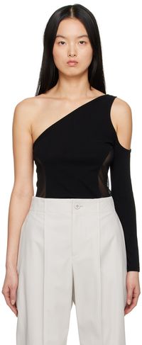 Issey Miyake T-shirt à manches longues Figure noir en filet
