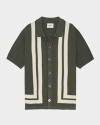 Men's Ares Rib-Knit Stripe Short-Sleeve Shirt