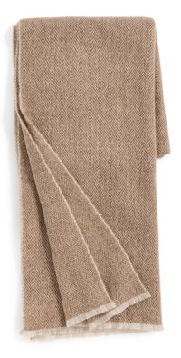 Vince Lightweight Herringbone Cashmere Scarf Walnut One Size