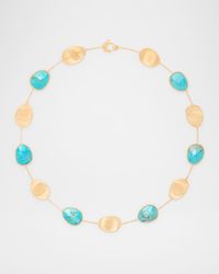 18K Lunaria Necklace with Turquoise, 17"L