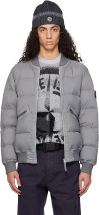 Stone Island Gray Quilted Down Jacket