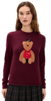 Lingua Franca Bo Bear Cashmere Crew Neck Pullover Maroon L
