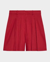 Pleated Crunch Linen Shorts