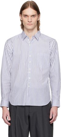 Comme des Garçons Homme Deux White & Navy Striped Shirt