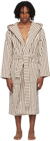 Tekla Brown & Off-White Hooded Bathrobe