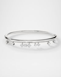 18K White Gold Barre Floating Diamond Bangle Bracelet