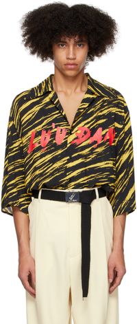 LU’U DAN Chemise Psychedelic Tiger noir et jaune