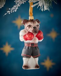 Boxing Dog Christmas Ornament