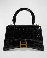 Hourglass XS Croc-Embossed Bag