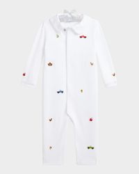Boy's Embroidered Barnyard Coverall, Size 3M-12M