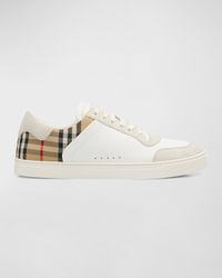 Men's Leather-Suede Check Sneakers