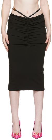 Versace Black Georgette Midi Skirt
