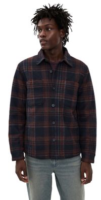 Vince Plaid Shirt Jacket Coastal Combo L