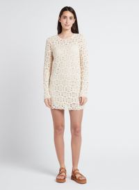 Max&co. - Robe courte macramé en coton mélangé - Taille L - Blanc