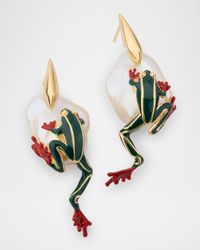 Rana Frog Earrings with Freshwater Pearls