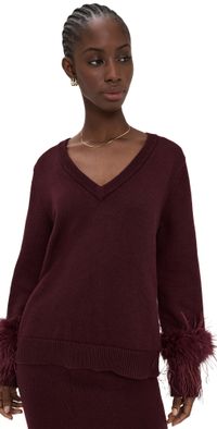 WAYF Bethany Feather Sweater Plum S