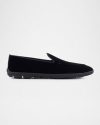 Men's Velvet Rubber-Sole Slipper Loafers