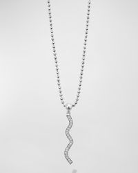 Caviar Spark Diamond Wave Pendant on Chain Necklace