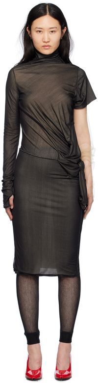 Maison Margiela Black Asymmetric Midi Dress