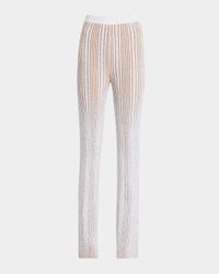 Paillette Striped Rib Flare Trousers