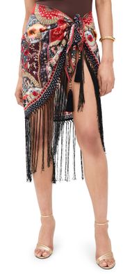 Camilla Mini Sarong with Long Fringe Trim Daughters Of Duende L/XL