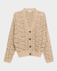 Paillette Lace Knit V-Neck Cardigan