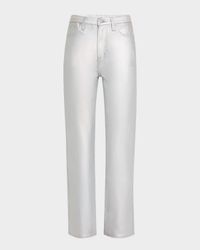 Cassie Super High-Rise Straight Crop Metallic Jeans