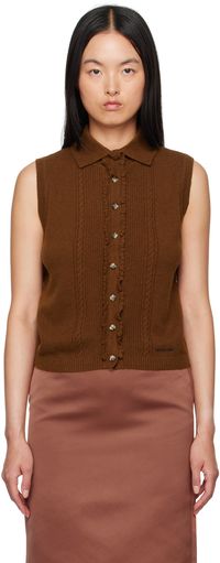 SHUSHU/TONG Brown Spread Collar Cardigan