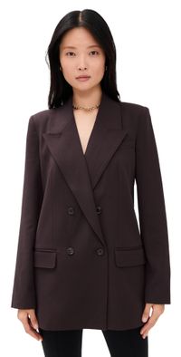 Good American Essential Suiting Oversized Double Breasted Blazer Dark Chocolate 2XL