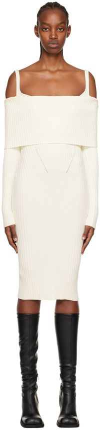 ANDREĀDAMO Off-White Long Sleeve Midi Dress