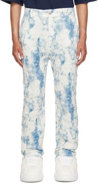 Feng Chen Wang White & Blue Printed Trousers