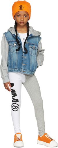 MM6 Maison Margiela Kids White & Gray Contrast Logo Leggings