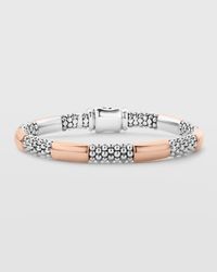 High Bar Two-Tone Rose Gold Smooth 6-Station 6mm Bracelet