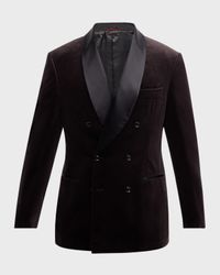 Men's Velvet Satin-Lapel Double-Breasted Dinner Jacket