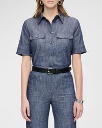 Vesper Button-Down Stretch Denim Shirt