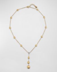18K Yellow Gold Y Drop Necklace with 3 Diamonds